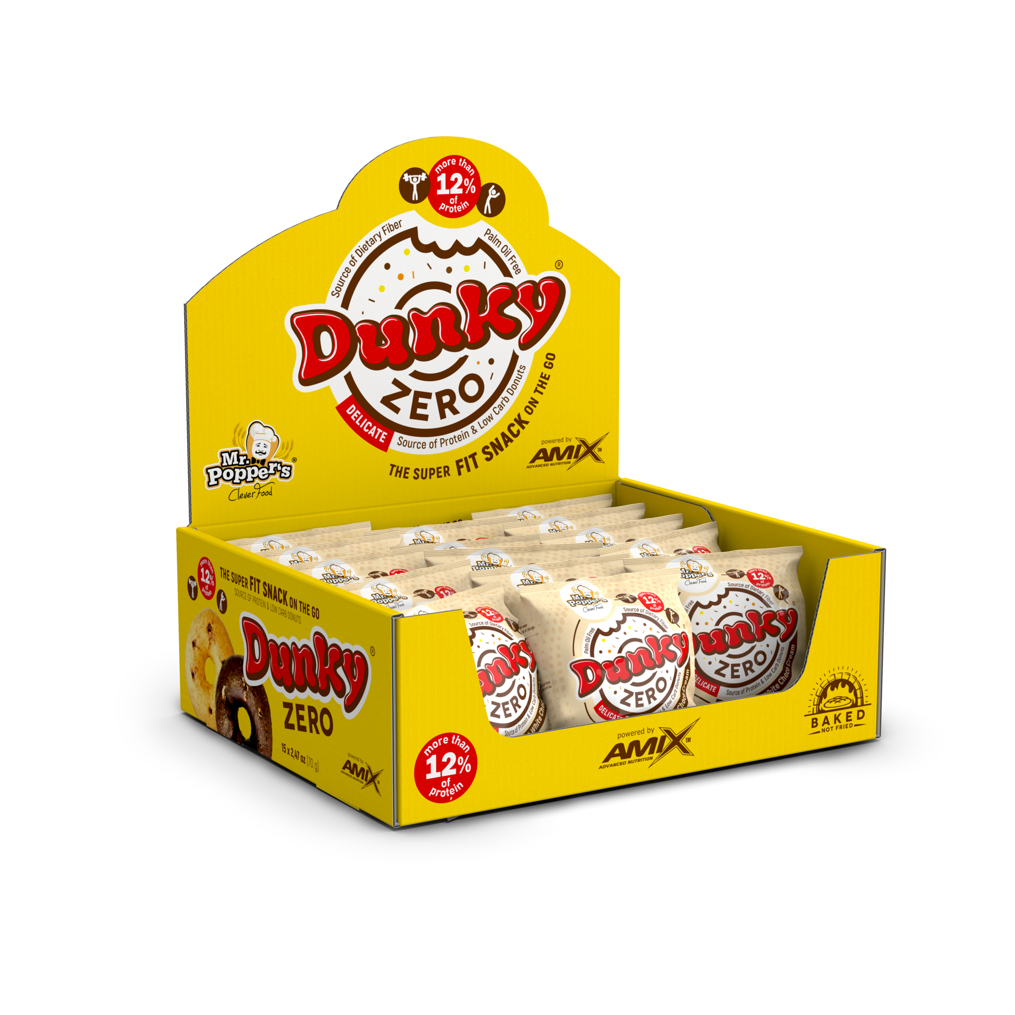 Dunky Zero 15x70g Galleta Negra-Choco Blanco