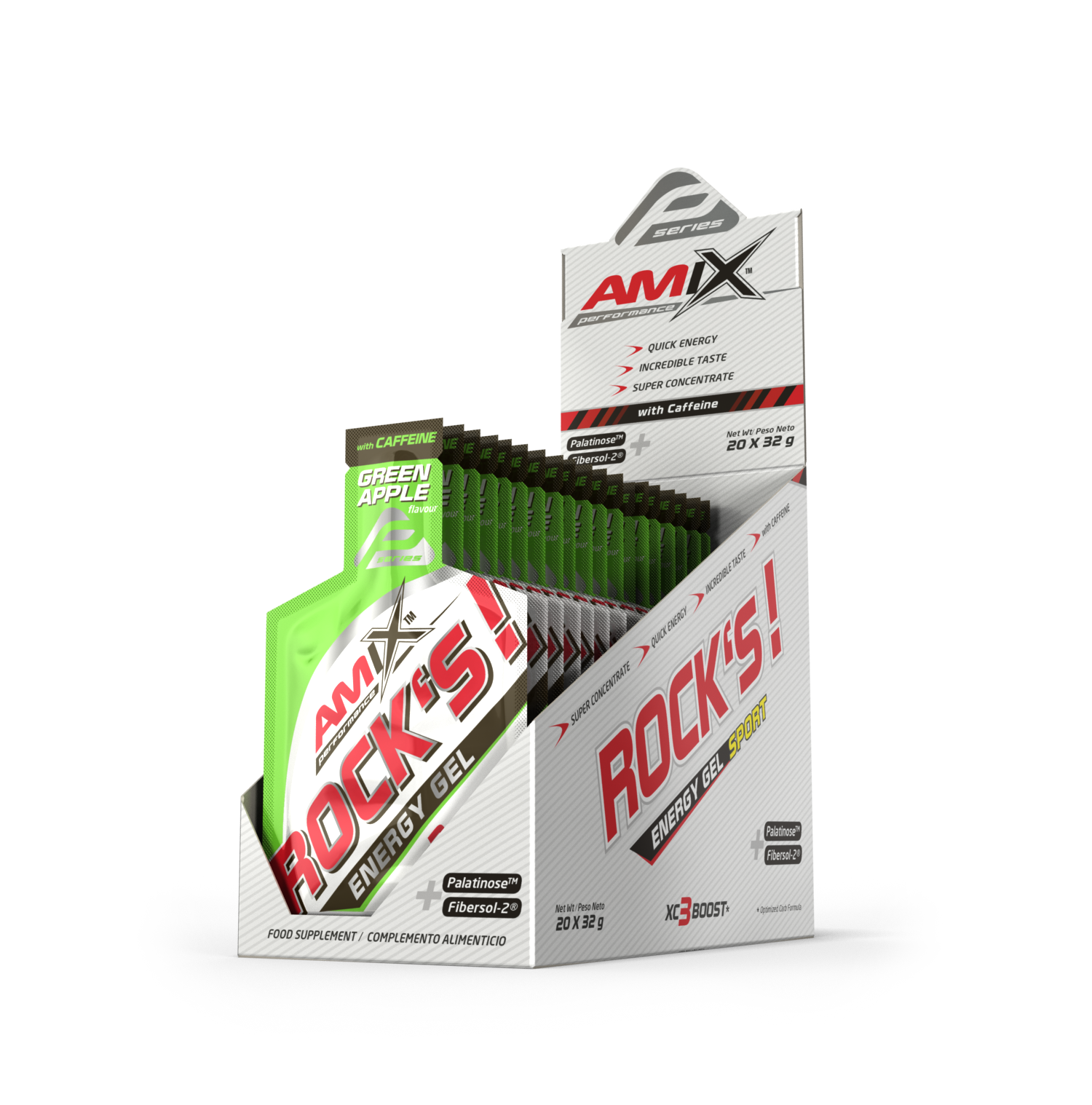 Rock´s Gel con Cafeina 20x32g Manzana Verde