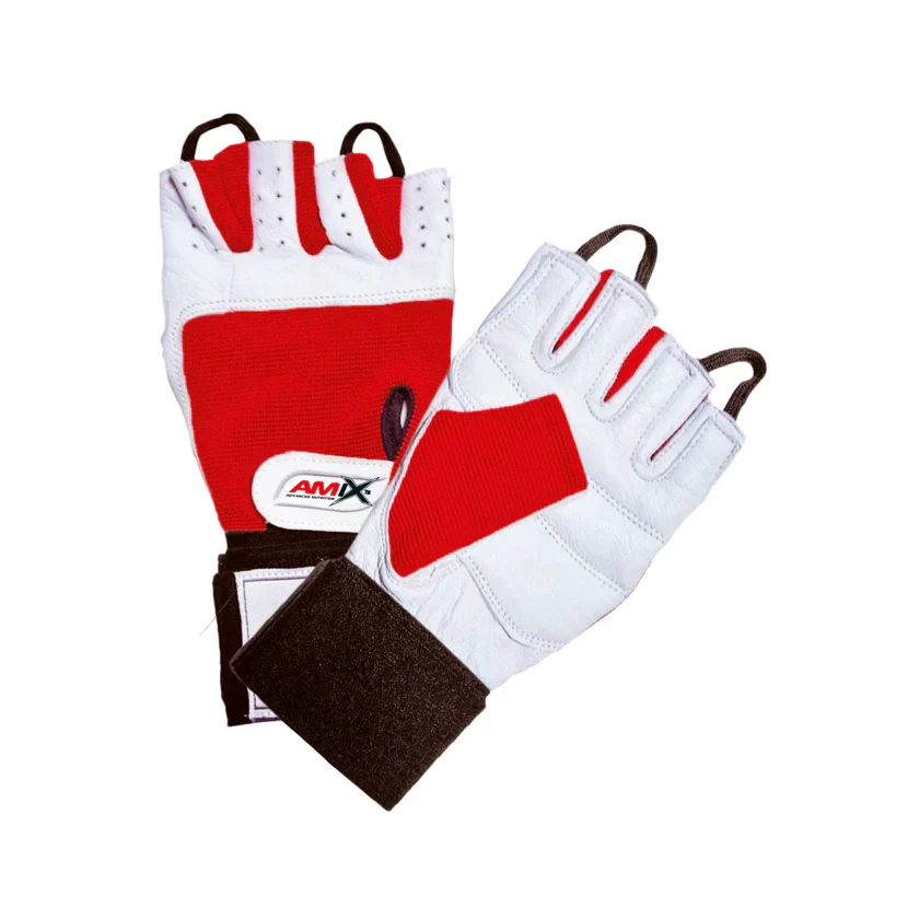 GUANTES DE MUÑEQUERA ROJO-BLANCO L